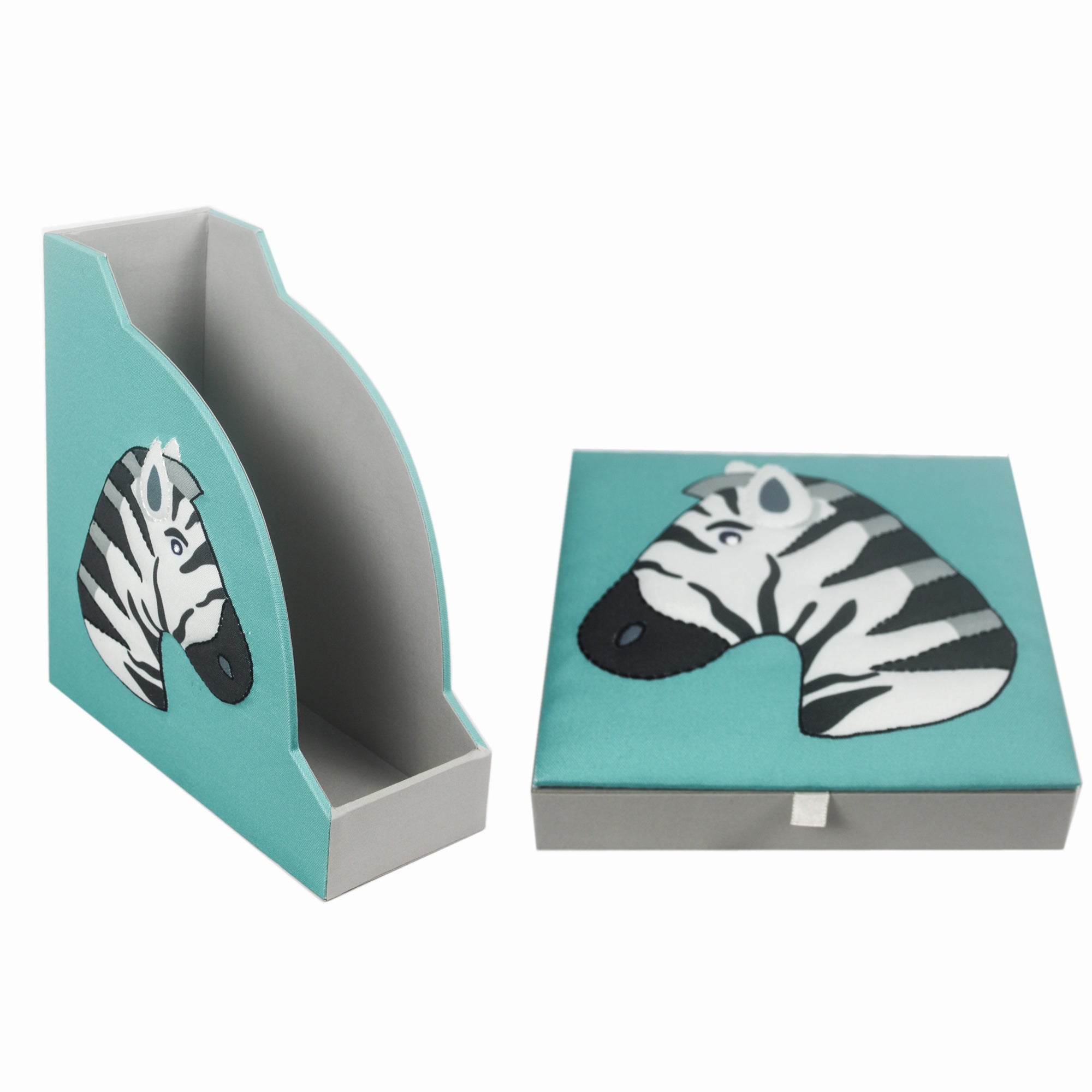 Zebra Design Magazine Holder & Stationery Organizer (Set of 2)